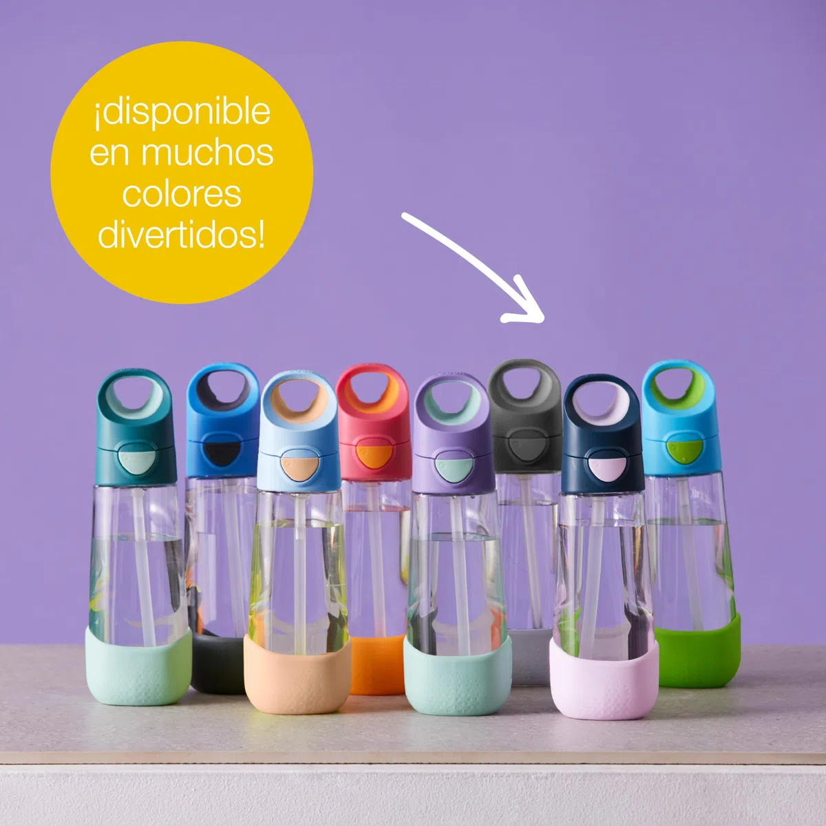b.box Tritan - Botella de agua y bebida | Botella de fácil agarre y tapa a prueba de fugas | Diseño moderno y moderno apto para niños, mejor para después de la taza para beber | 600 ml/20