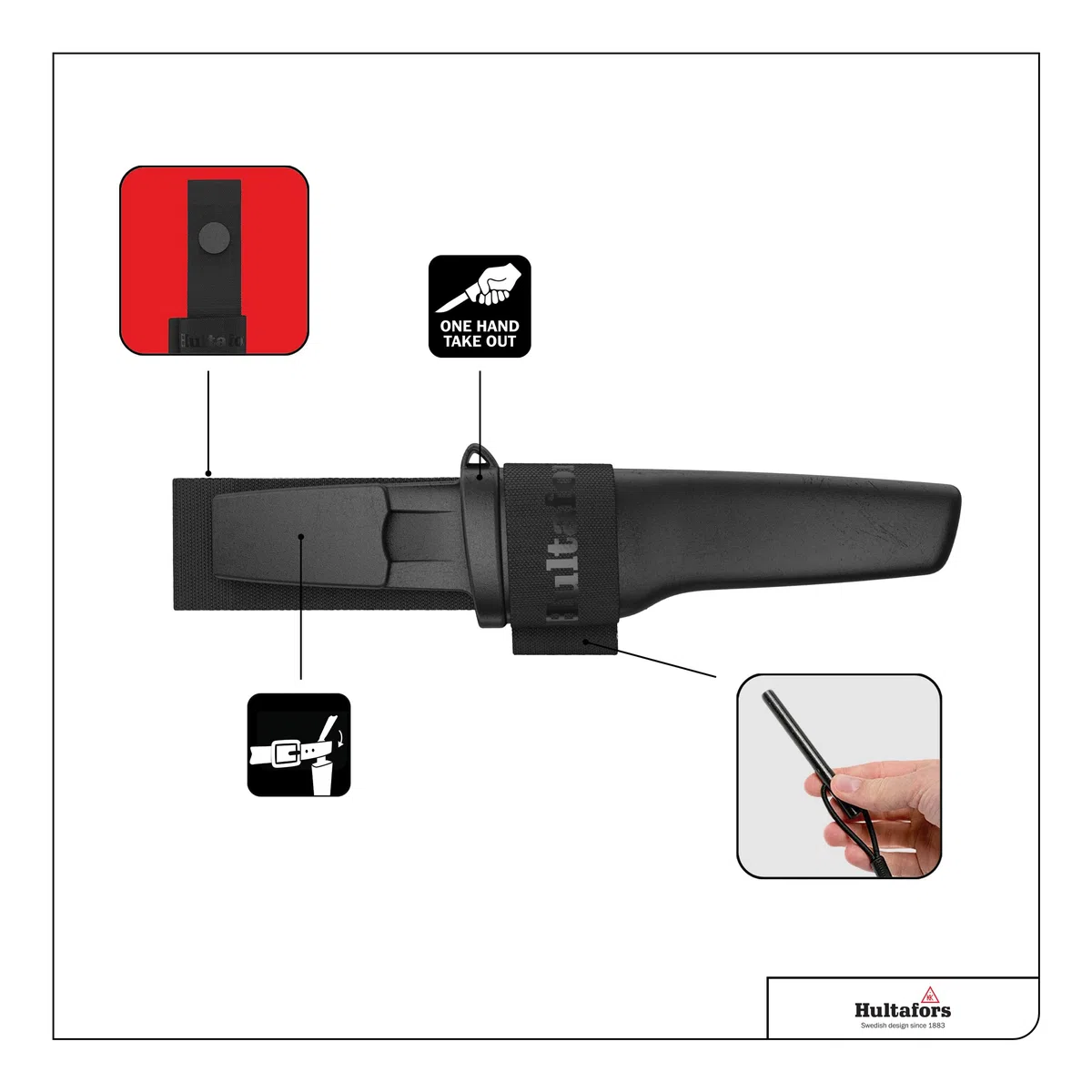 Hultafors Cuchillo de bushcraft OK4 I I Cuchillo resistente para actividades al aire libre con funda para el cinturón I Fabricado en acero japonés inoxidable con mango antideslizante I 380270