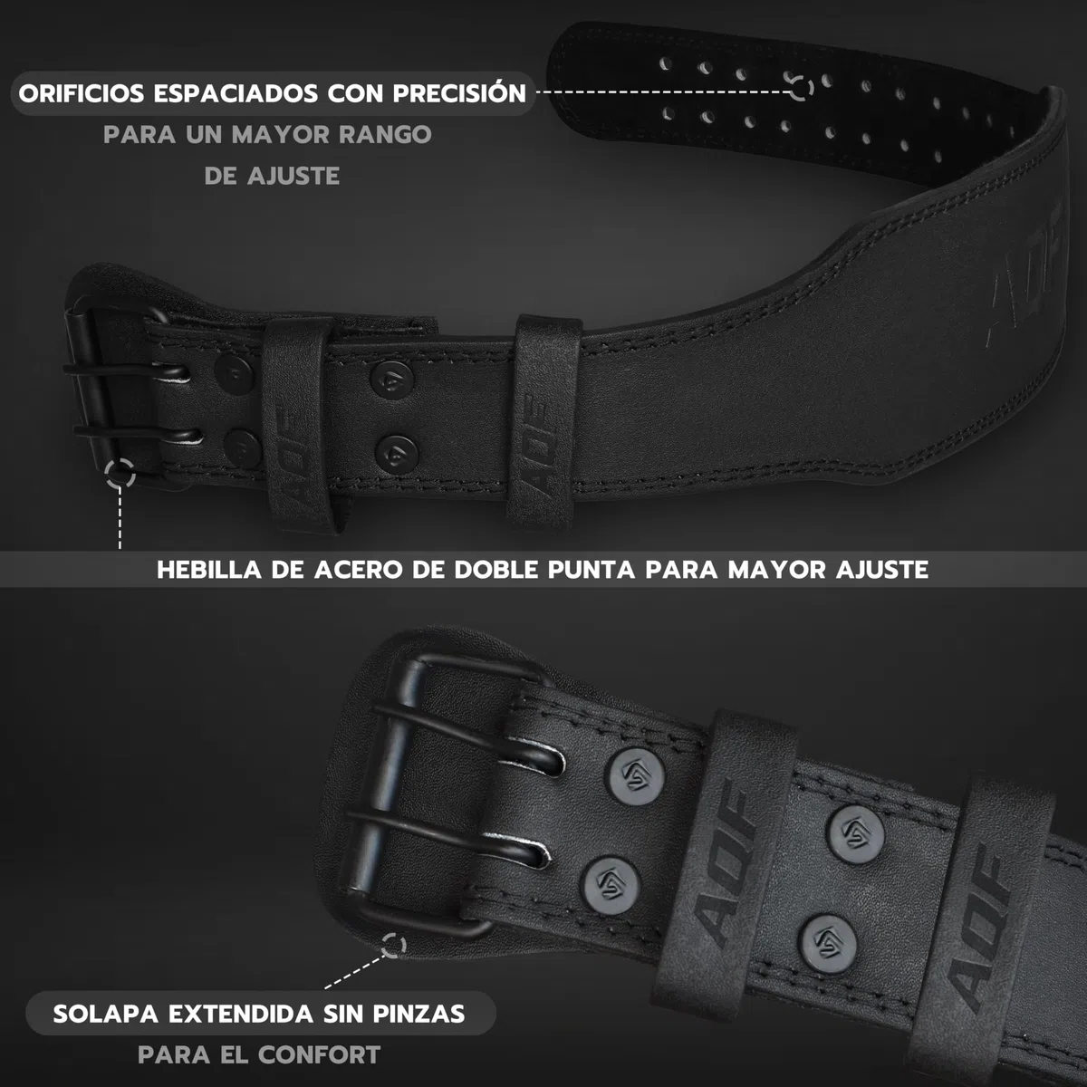 AQF Cinturon Lumbar Gimnasio, 4" 6" Amplio Cuero Acolchado Cinturón Gym, Powerlifting Belt Con Acero Rodillo Hebilla, Cinturon Halterofilia Para Levantamiento & Fitness
