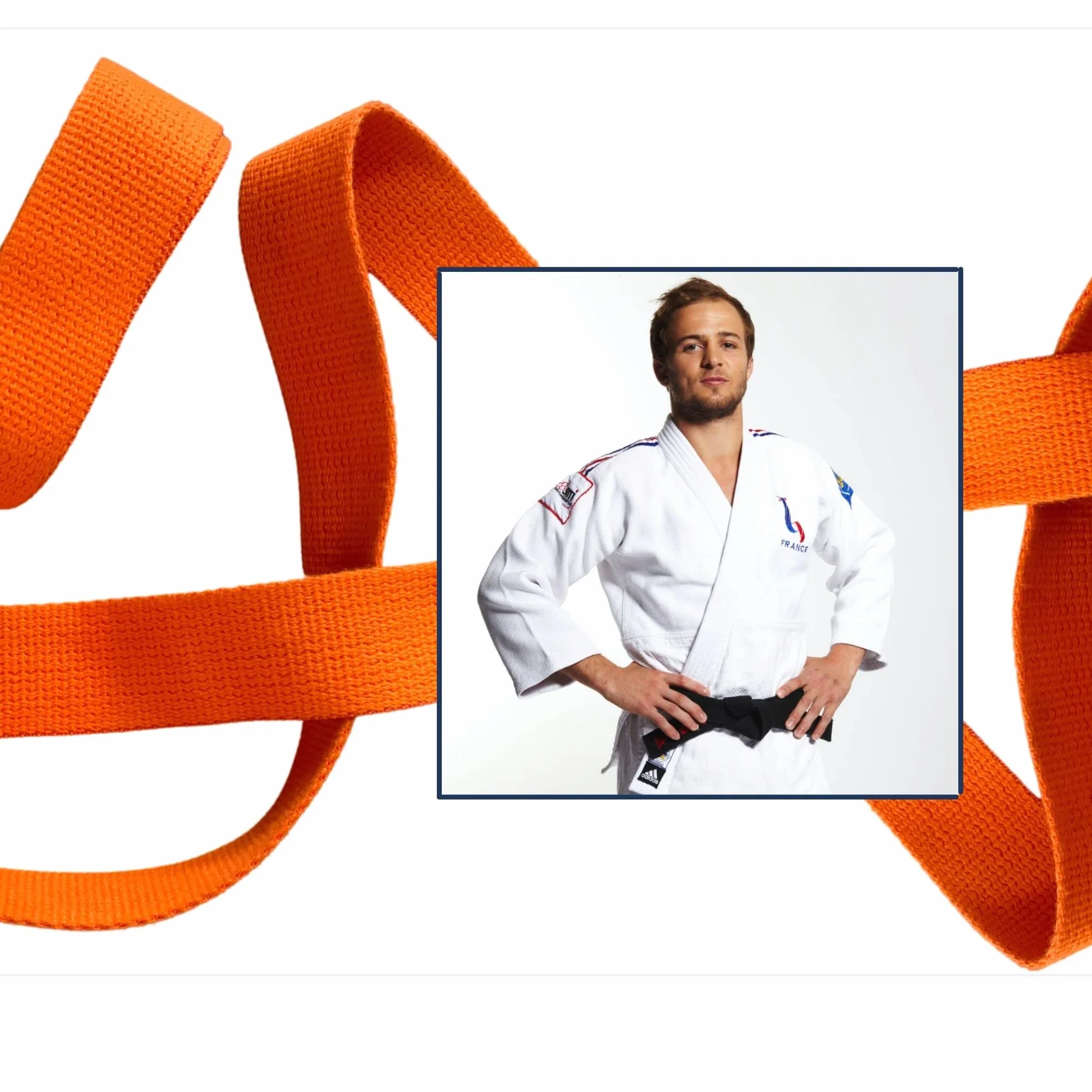 UGOJUDO - Rollo de cinturón de judo (50 m), color blanco/amarillo con 1 linea