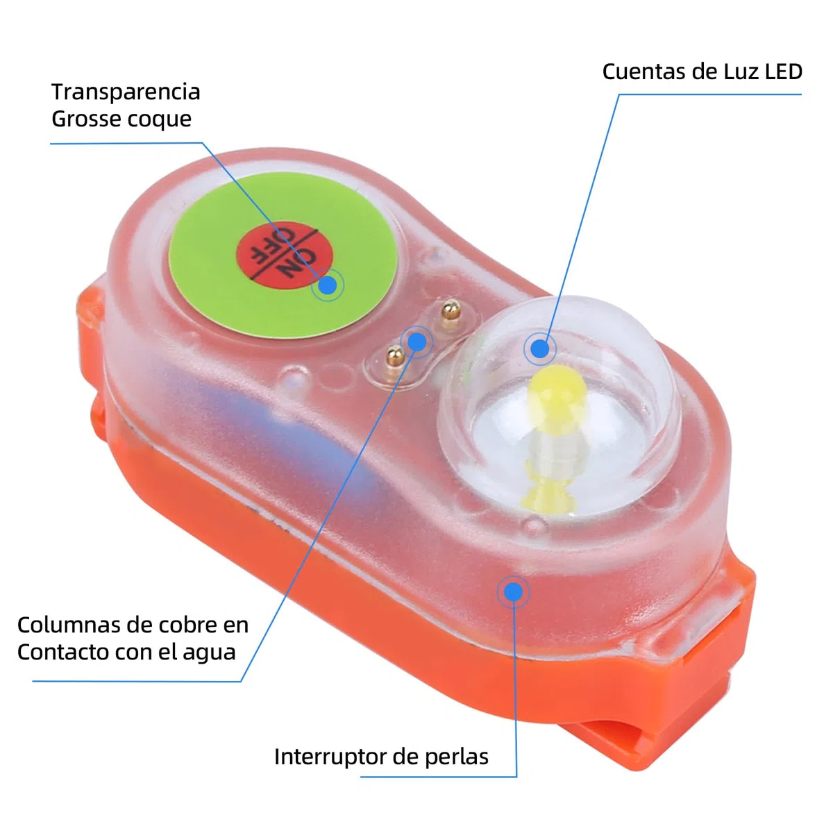 Luz de localización automática de supervivientes, lámpara de luz de Chaleco Salvavidas LED, Litio JHYD-I Agua de mar Autoiluminación Linterna de Ahorro de Vida Lámpara de atracción de luz(Naranja)