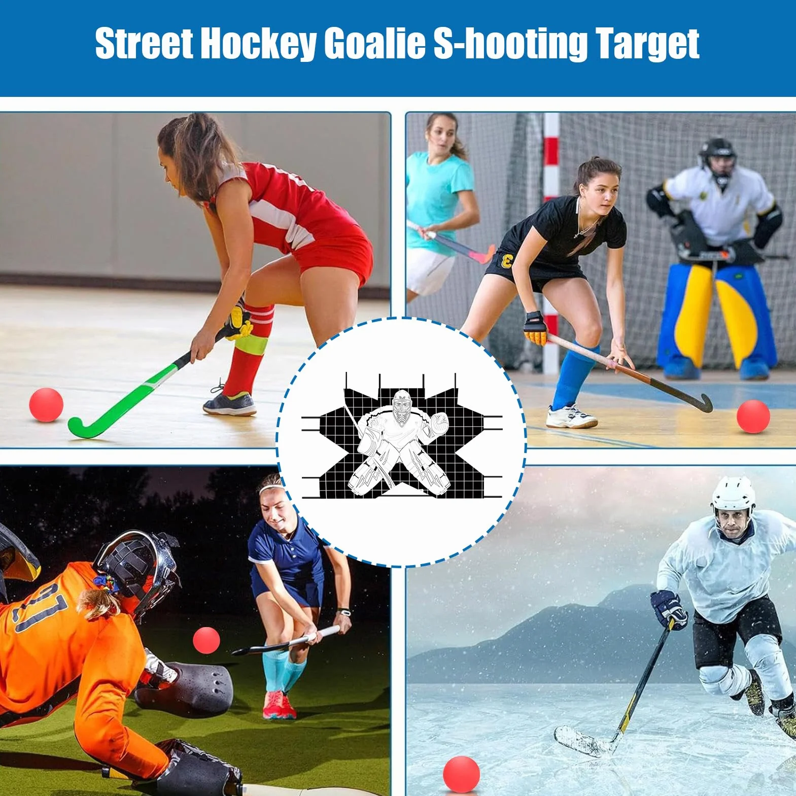 Portería de Entrenamiento Portátil para Hockey y Fútbol - Red para Practicar Precisión de Disparo | Equipo de Práctica para Jugadores (Niños, Adolescentes, Adultos) - Ideal para Entrenar Individualmen