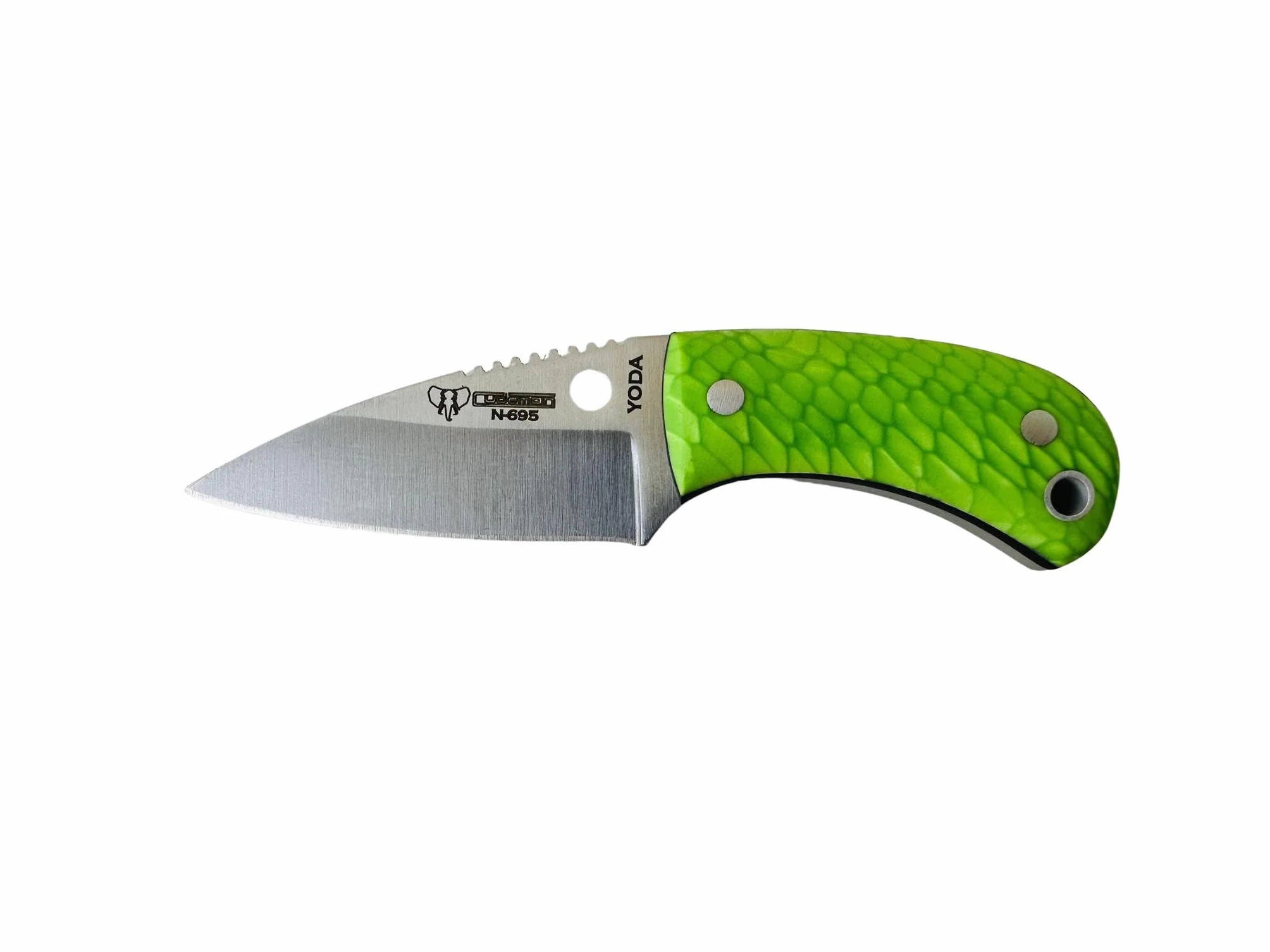 Cudeman Nuevo Cuchillo de Cuello Yoda 200-JV-K KYDEX Hoja de Acero Böhler N-695 y empuñadura de Juma verde serpiente de 5,8 cm para Caza, Pesca, Supervivencia y bushcraft + Portabotellas Regalo