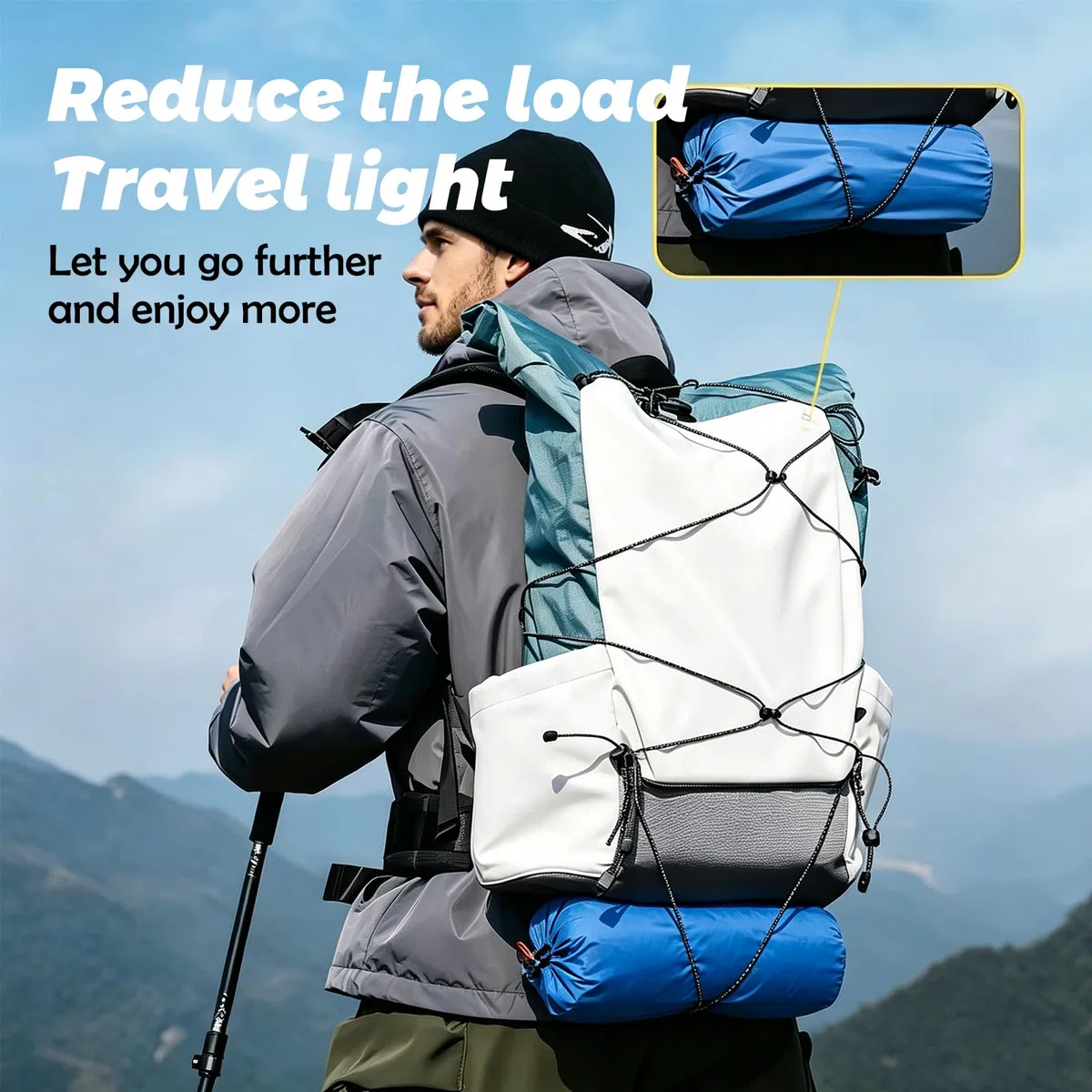 Esterilla Camping Inflable, Ultraligero Colchoneta Camping con Bomba de Pie, Compacta y Portátil para Mochila, Senderismo y Actividades al Aire Libre