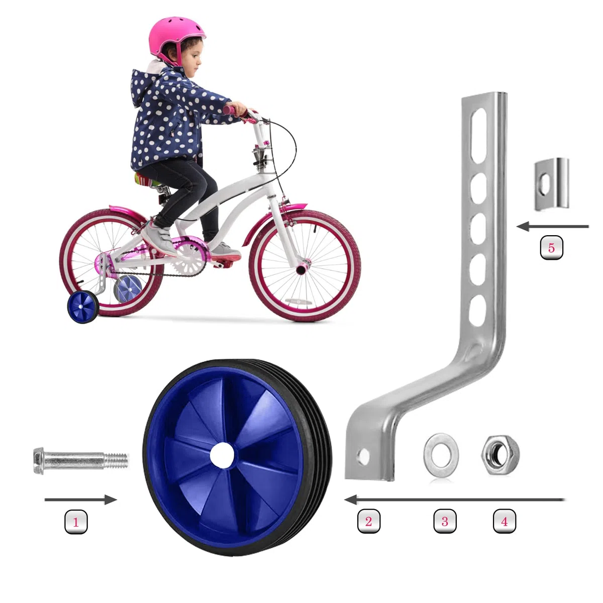 Estabilizadores para bicicleta, paquete de 2 ruedas de entrenamiento para estabilizadores de bicicleta para bicicleta de 12, 14, 16, 18, 20 pulgadas, velocidad única, color azul