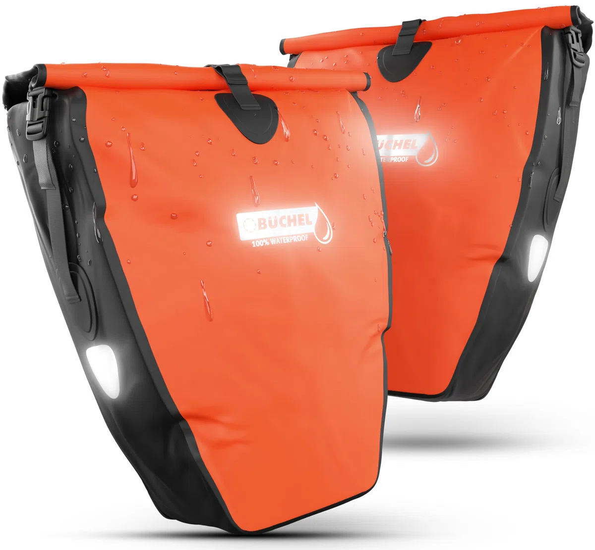 Büchel Alforjas para portaequipajes, 2 Unidades, 25,4 L – 100% Impermeable, con asa y Correa para el Hombro, Bolsa para Bicicleta, Bolsa para portaequipajes, Bolsas traseras para Bicicleta