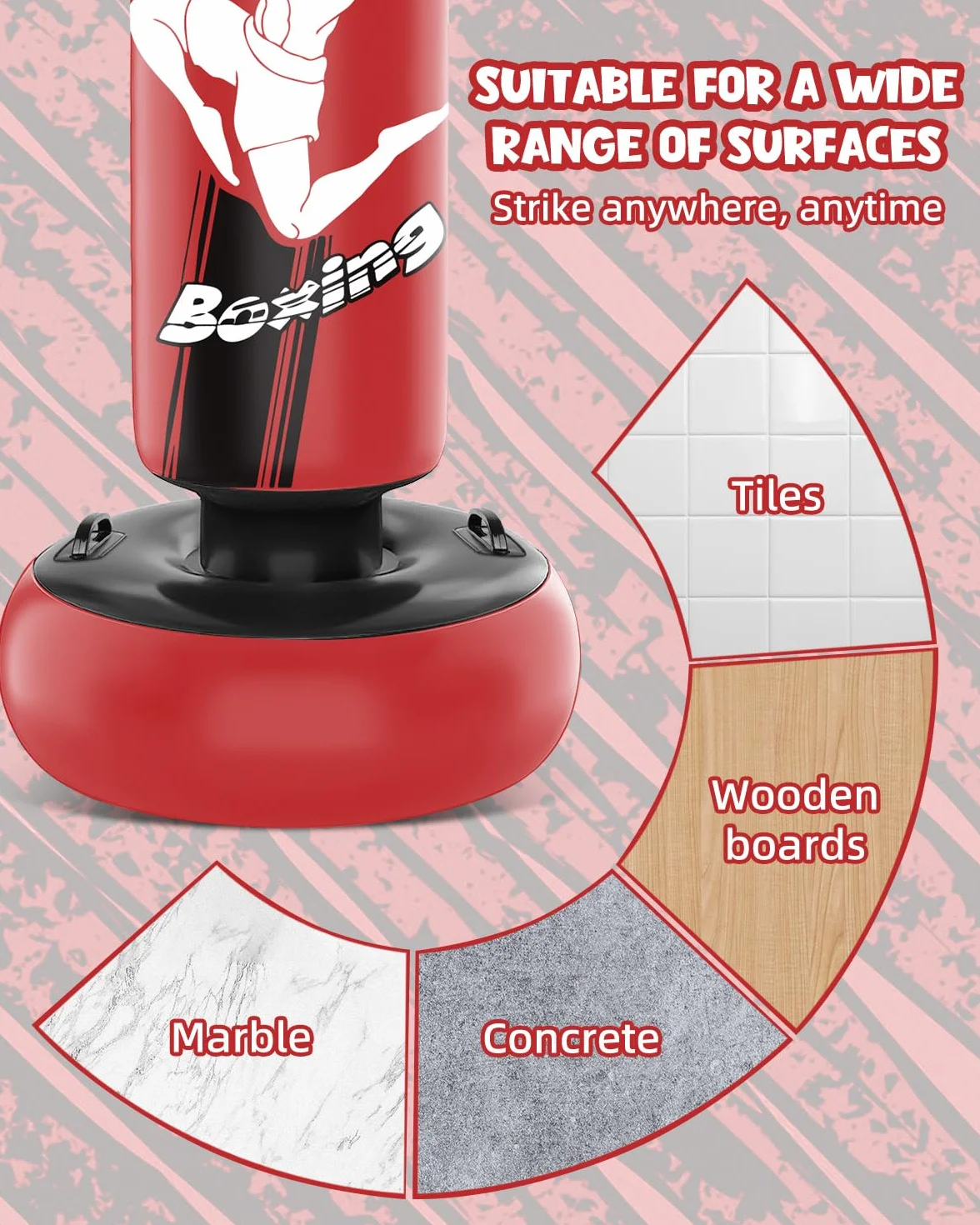 Saco de Boxeo 165cm Inflable niños con Guantes de Boxeo para la práctica de MMA Karate Taekwondo y para aliviar la energía Pent Up