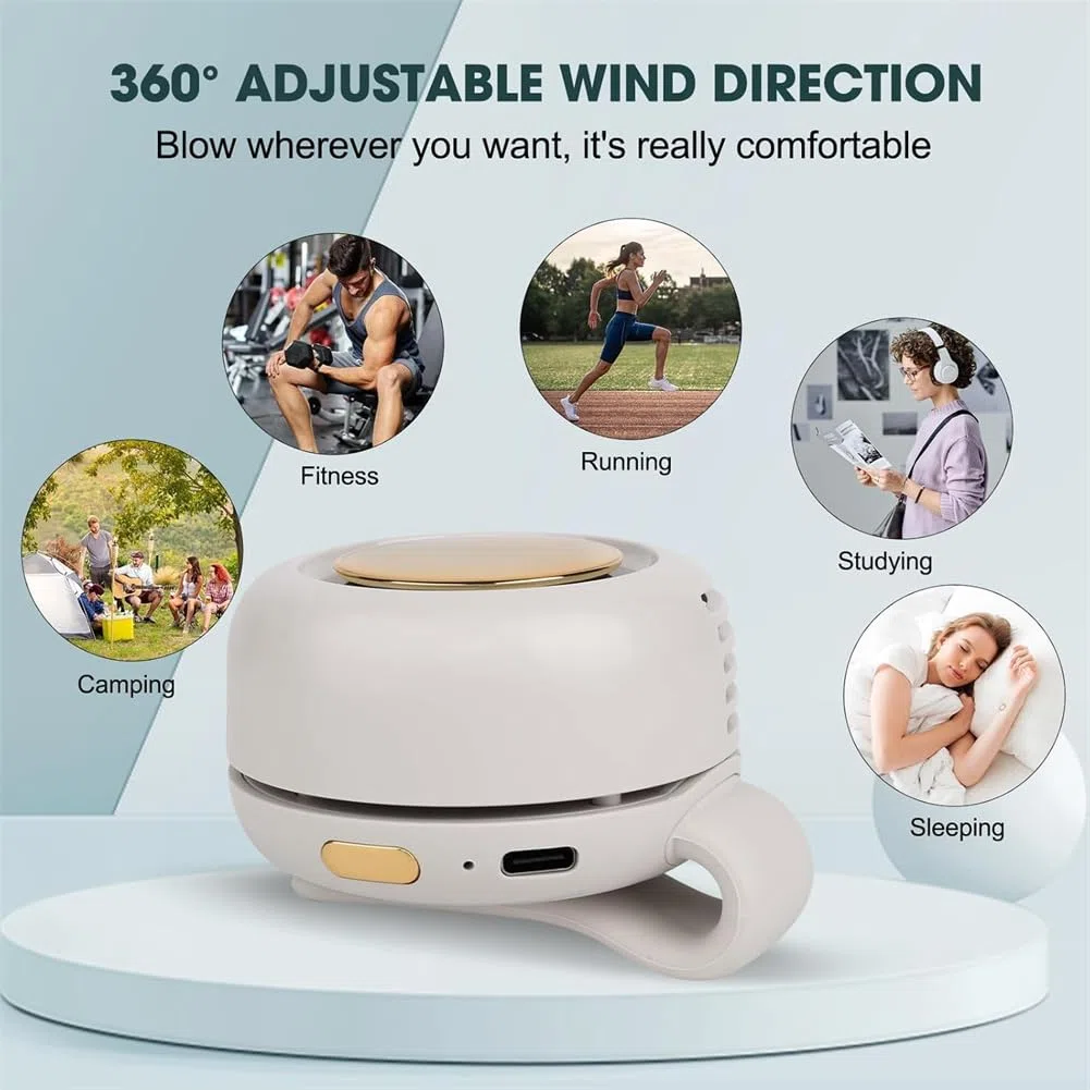 Ventilador eléctrico mini silencioso portátil, nuevo ventilador mini sin aspas 2026 con clip, pequeño ventilador con clip para camisa y cintura, 3 velocidades ajustables para exteriores, viajes y