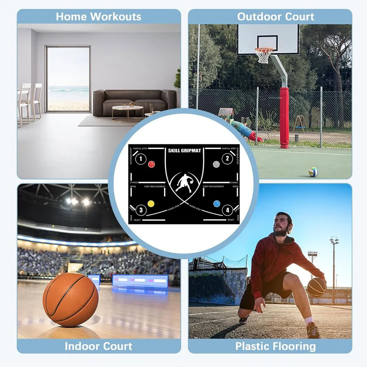 Estera de entrenamiento de agilidad, almohadilla de entrenamiento de baloncesto, Estera antideslizante portátil con de entrenamiento regular de 120x86 cm, Equipo silencioso de ayuda al