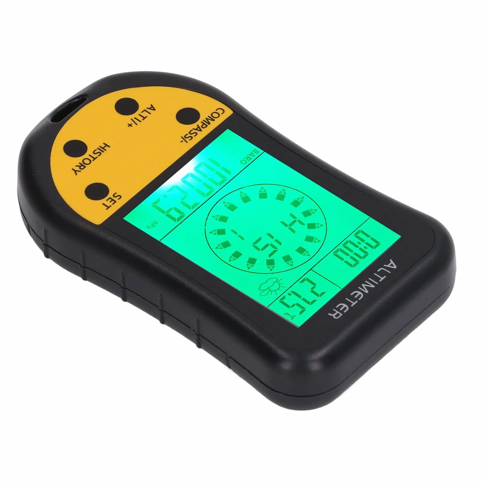 Buachois Altímetro Digital 8 En 1 Multifunción Barómetro Termómetro Clima Portátil LCD Preadvertencia Recordatorio Brújula Altímetro Probador De Presión