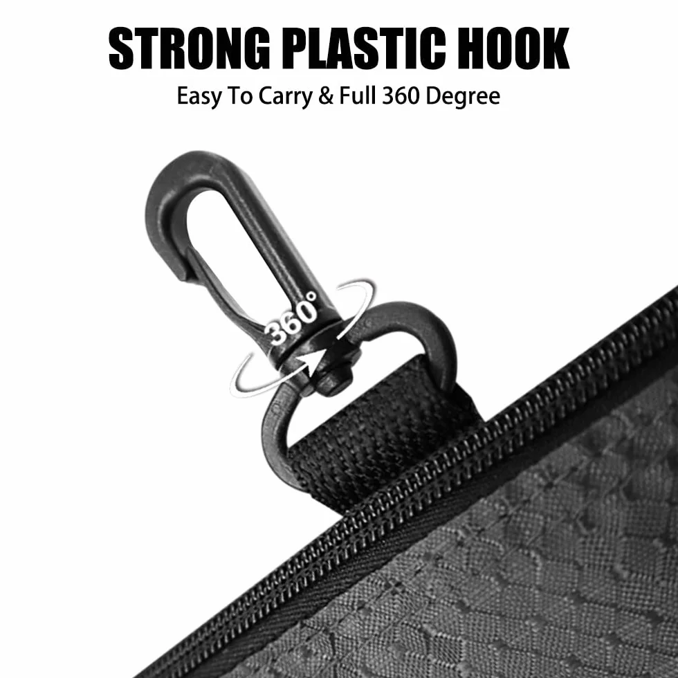 MiOYOOW Bolsa de golf, bolsa portátil de almacenamiento de golf con cremallera con gancho de plástico y cremallera de 3 capas para hombre y mujer