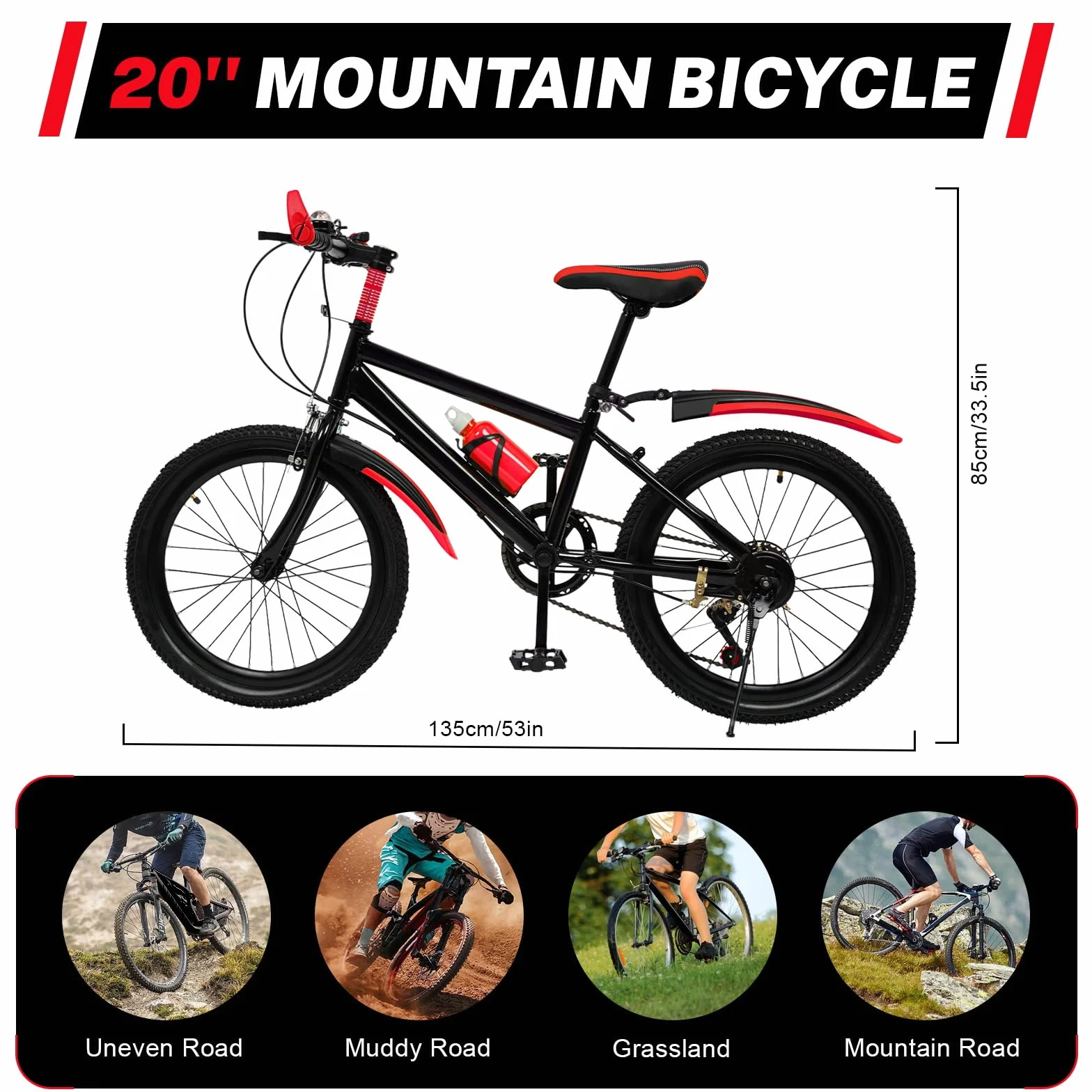 Bicicleta de montaña plegable de 20 pulgadas, 6 marchas, bicicleta de montaña con doble suspensión, marco ligero, bicicleta de montaña, plegable, para adultos, deportes al aire libre, ciudad