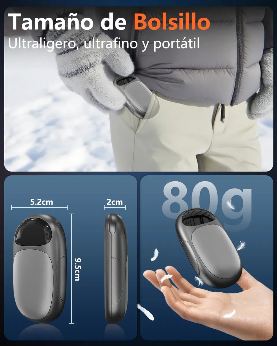 DDKJ Calentador de Manos Recargable 2 Piezas,Calienta Manos 18 Horas de Calor,Calientamanos Electrónico de Bolsillo,3 Niveles de Calor hasta 55℃,Hand Warmer,Regalos para Mujeres, Hombre