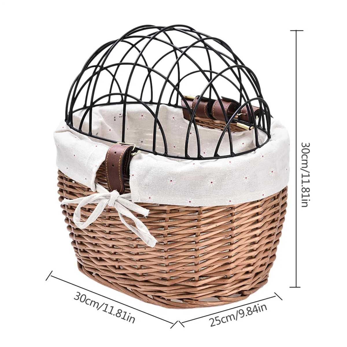 Cesta de Gato para Bicicleta - Transportín para Mascotas de Mimbre con Jaula de Alambre para Bicicleta | Portador de Perro de Multiusos Desmontable, Asiento de Perro de Cesta Tejida delanter