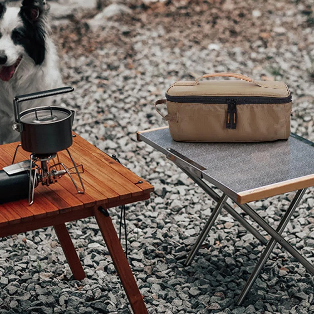 Mioyow - Bolsa de almacenamiento para utensilios de cocina, acampada, bolsa de transporte de vajillas impermeable con doble cremallera y asa para camping, senderismo, barbacoa,