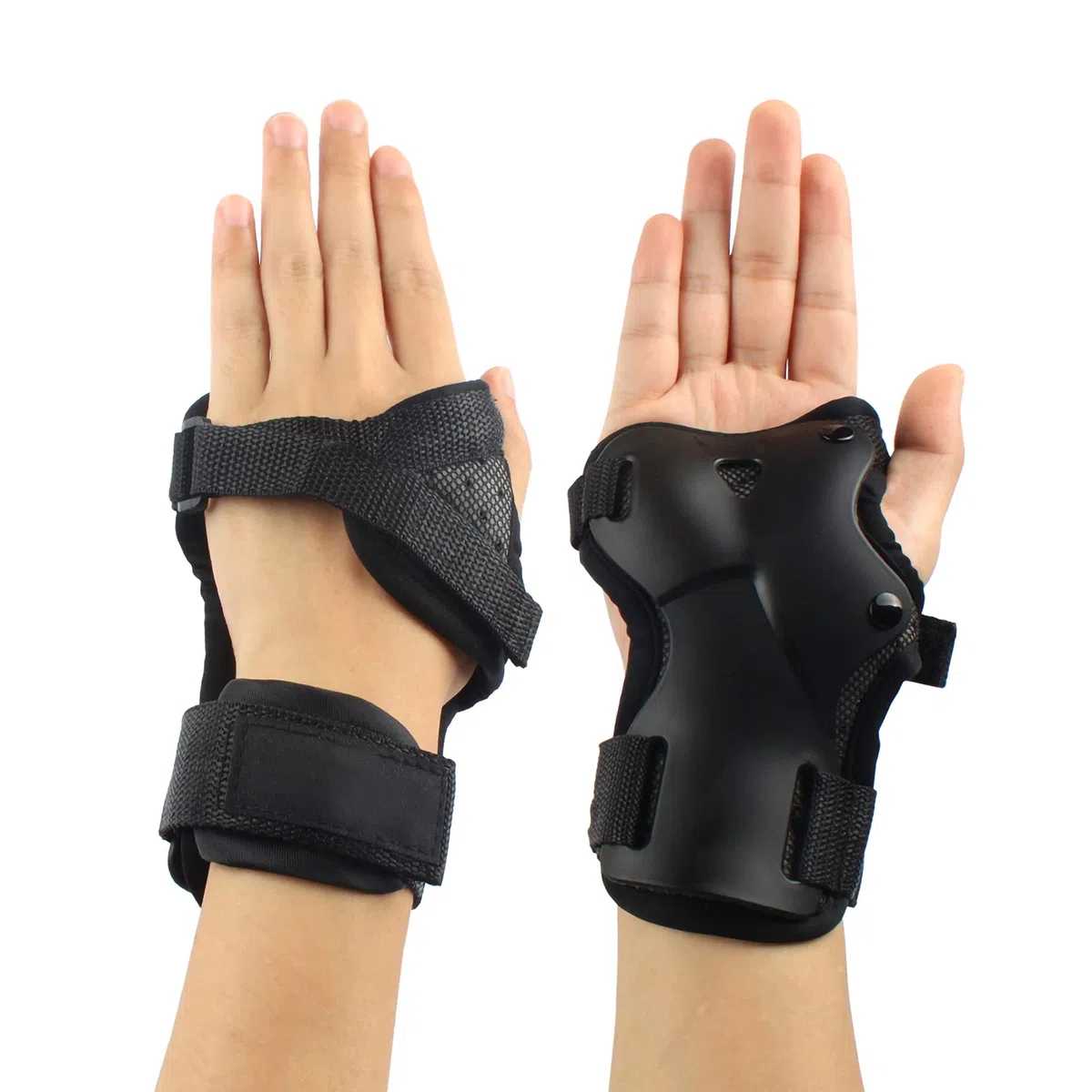 Andux Muñequeras de esquí extendidas de la protección de las palmas de la muñeca guanteletes duros ajustables HXHW-05