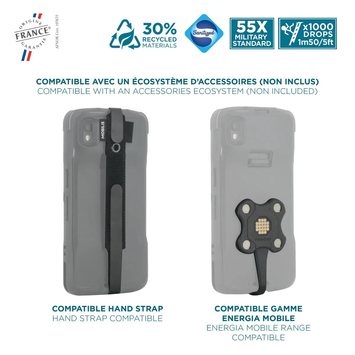 Mobilis Funda para Zebra TC22 & TC27 (Parte Posterior Cerrada), Protección contra Caídas Grado Militar Antigolpes, Carcasa Reforzada para Ordenador Móvil Compatible Estación de Carga