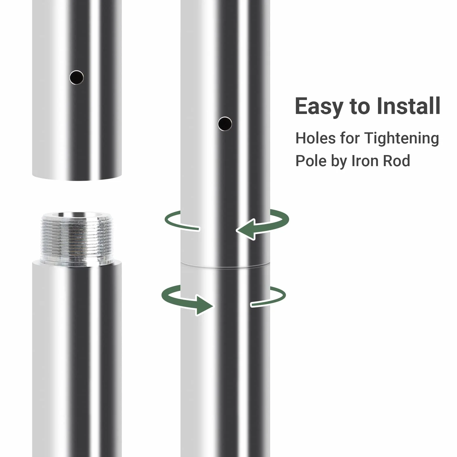 Leogreen 250mm Extensión de Barra de Baile, Tubo de Extensión para Pole Dance Profesional 45mm, polo dentante accesorios