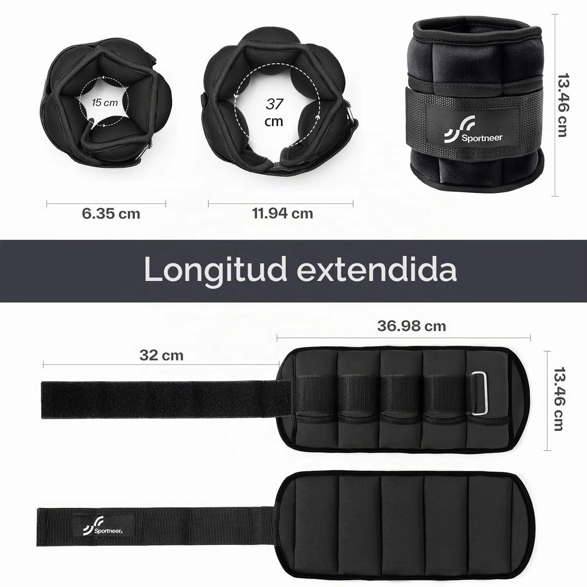 Sportneer Peso de Tobillo, Set de Peso Ajustable en Tobillo, Correas de Muñeca con Muñeca, 0,58 kg - 2,9 kg por Tobillo, 1,16 kg a 5,8 kg par