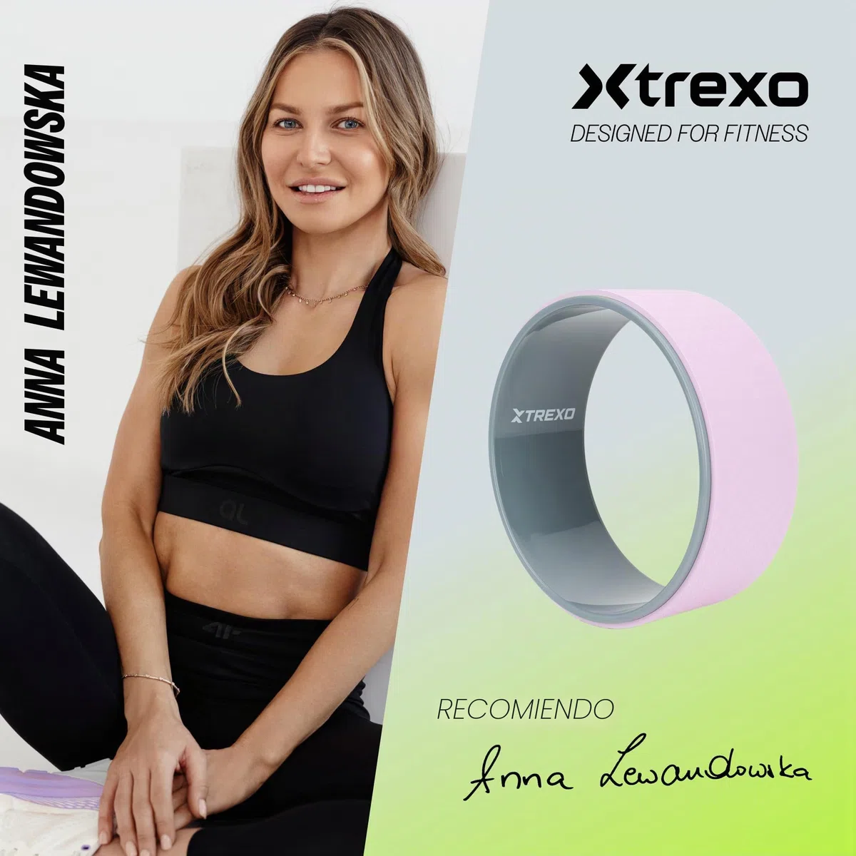 TREXO Rueda de yoga respetuosa con el medio ambiente en color lila con un diámetro de 32 cm y una anchura de 13 cm. Fabricada en TPE y polipropileno. Superficie antideslizante ideal para cualquier