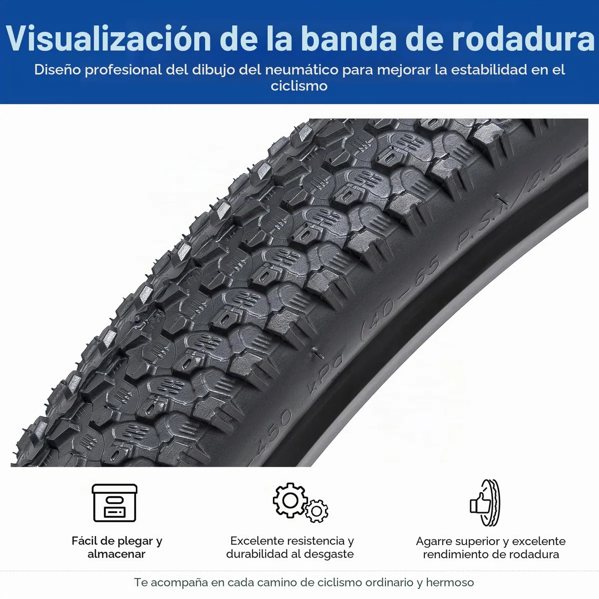 24x1.95 neumático de Bicicleta 53-507, 24 Pulgadas neumático Plegable, Adecuado para 24 x 1.95 24x2.0 montaña/Grave/Carretera Bicicleta neumático Rueda de Repuesto (Uno)