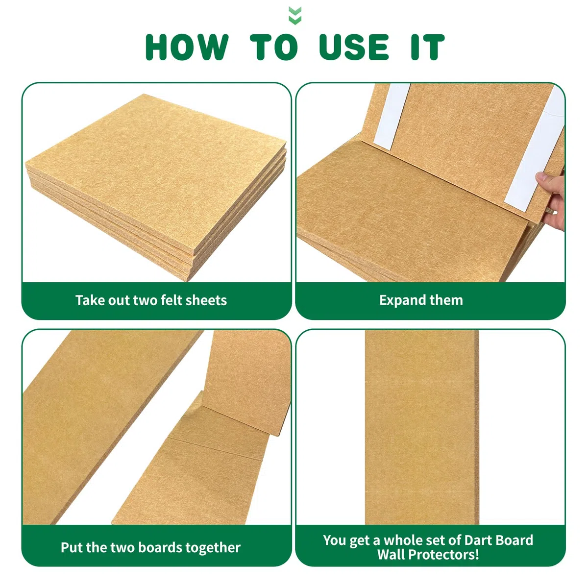 Keagan Dart Board Wall Protectors Dartboard Surround Cork Self-Adhesive Spliced Wall Surround Board Easy Assembly Dart Surround Cork Dart Board Wall Protector Tan
