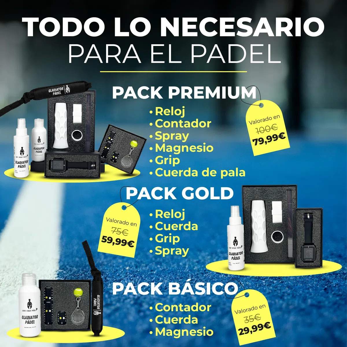 Regalo Original para Amantes del Padel | Elige Entre 3 Opciones de Packs | Accesorios Padel Hombre y Mujer| Idea Cualquier Fan del padeel