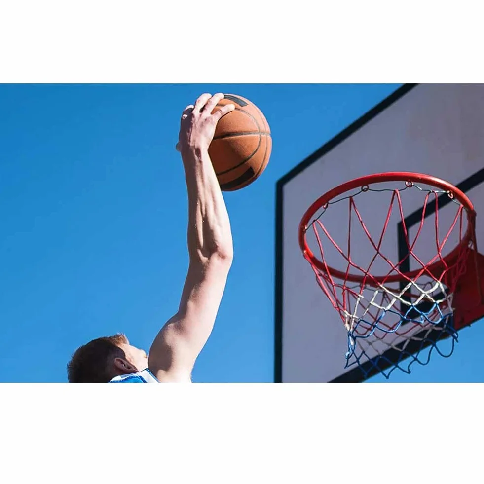Bakaji Cesta de Baloncesto - Bola - Canasta reglamentaria de Pared - Tablero - Anillo de Metal con Red de Nailon - Diámetro 45 cm - Exterior - Kit de Montaje Incluido - Juego Deportivo