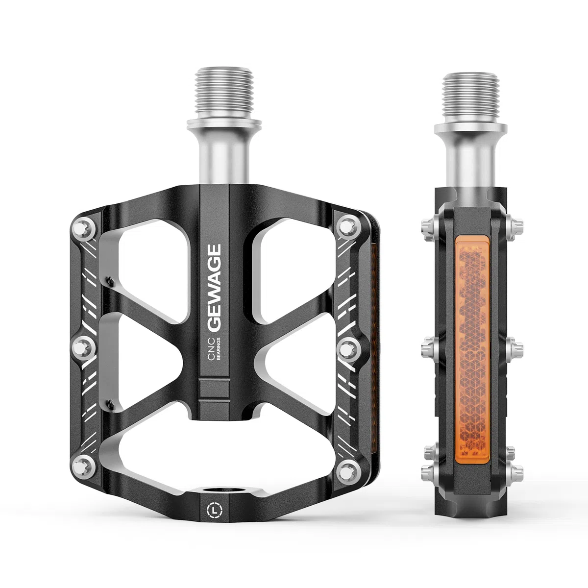 GEWAGE Pedales de Bicicleta Plegables, Pedales de Bicicleta con Reflectante, 9/16 Pulgadas Antideslizante CNC Pedales de Plataforma de Aluminio para Bicicleta Plegable,Bicicleta de Niños