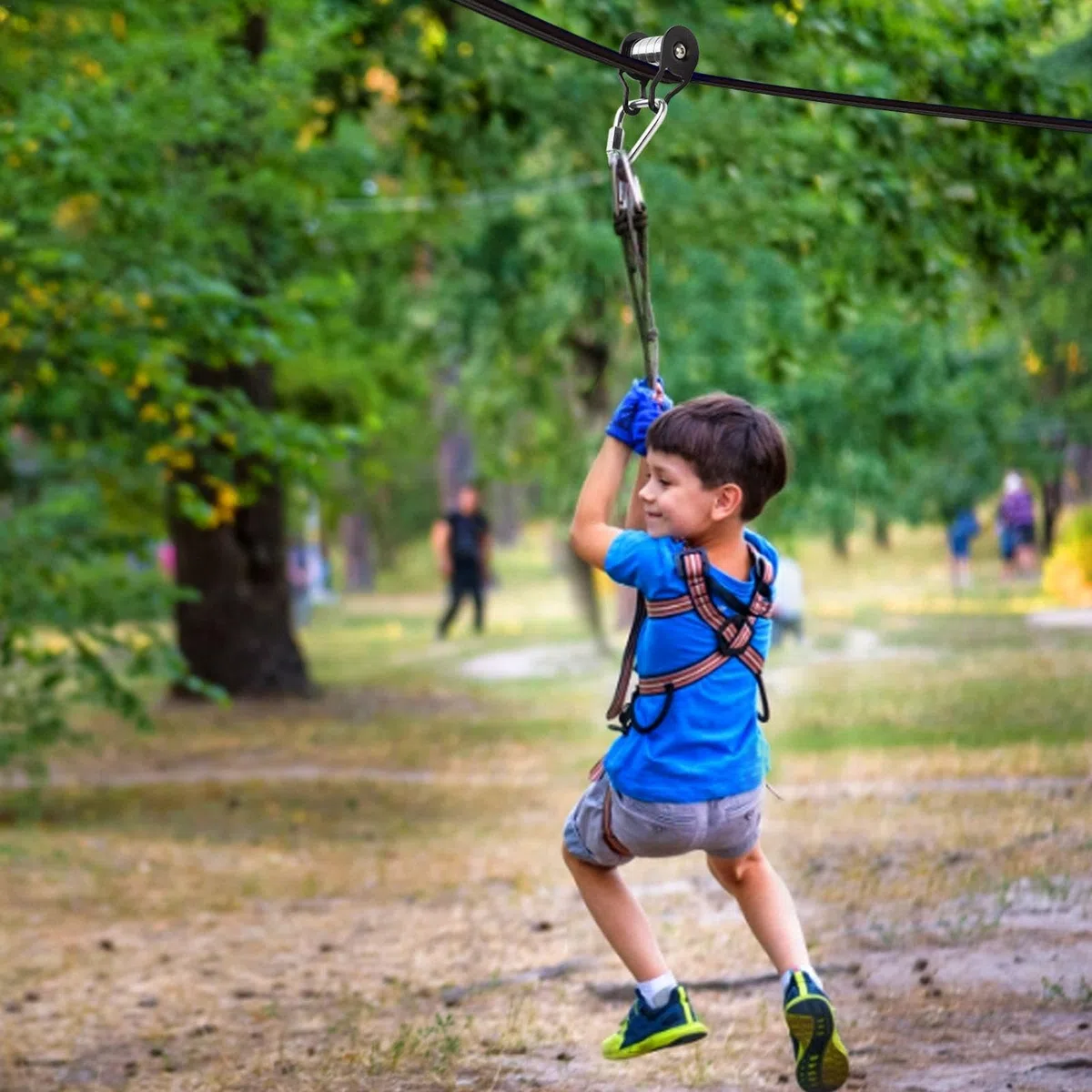 Slacklines - Polea de carga fuerte, polea de cuerda de tensión, polea de cuerda resistente a la intemperie con 5 rodillos, polea de aparejo multifuncional de hierro Slacklines Park Advanced User