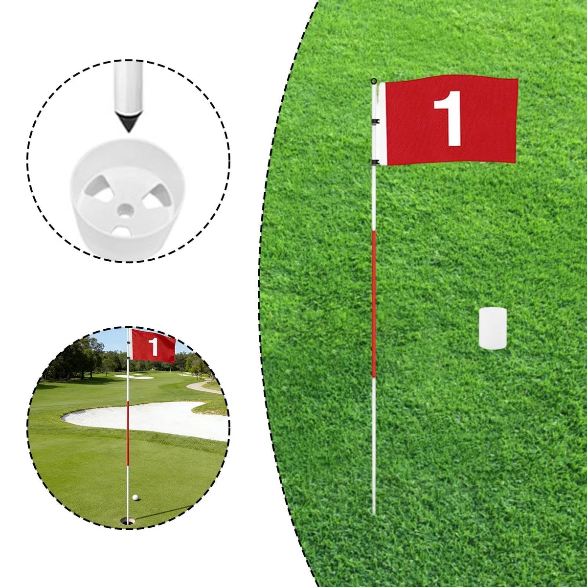 Bandera de Golf con Asta de Hoyo para Campo de Prácticas en El Jardín Trasero