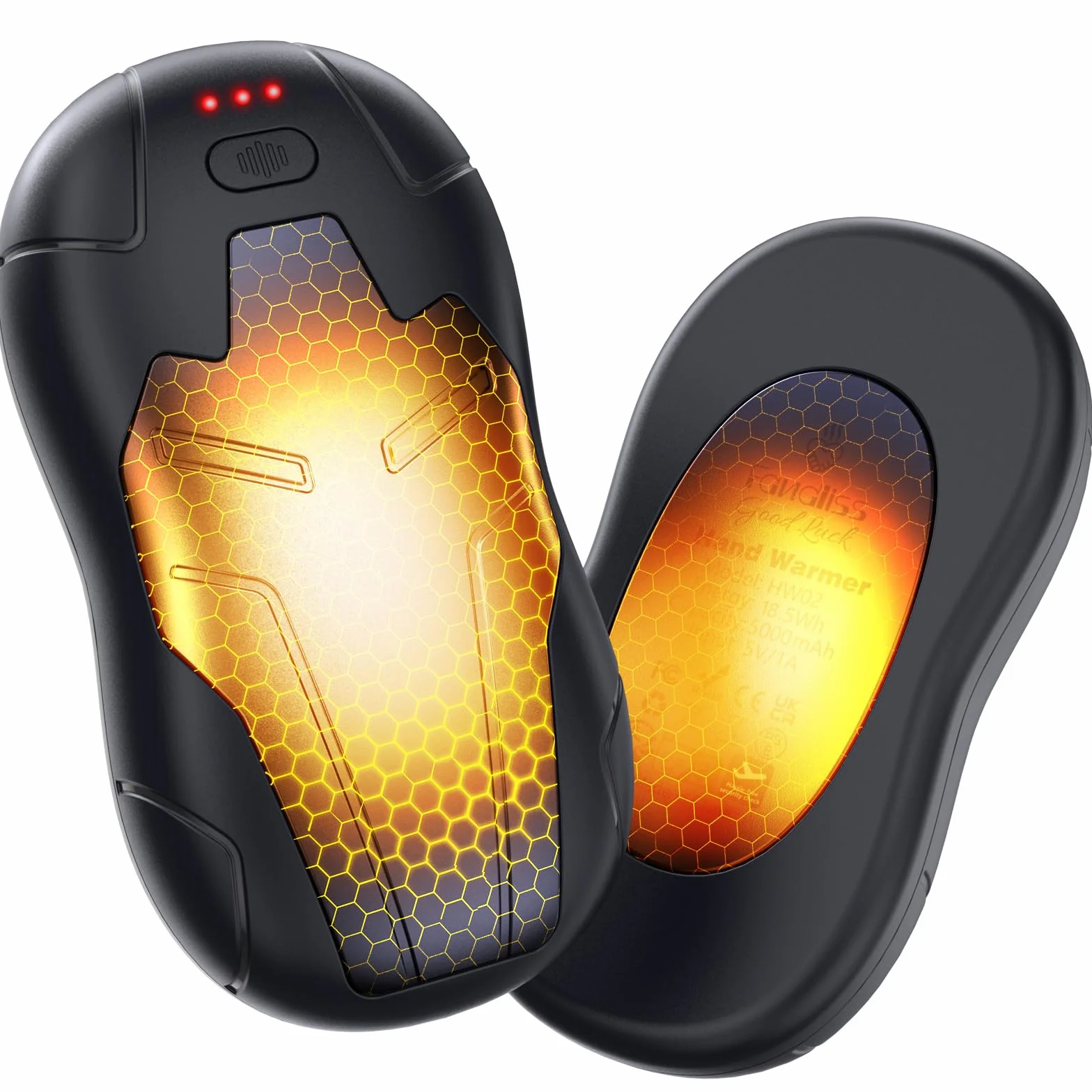 Calentador de Manos Recargable,10000mAh Calentador de Manos Portátil Reutilizable, 2-en-1Calienta Manos USB,3 Segundos Calor Rápido,para Camping/Caza/Senderismo Regalos,Negro Plata