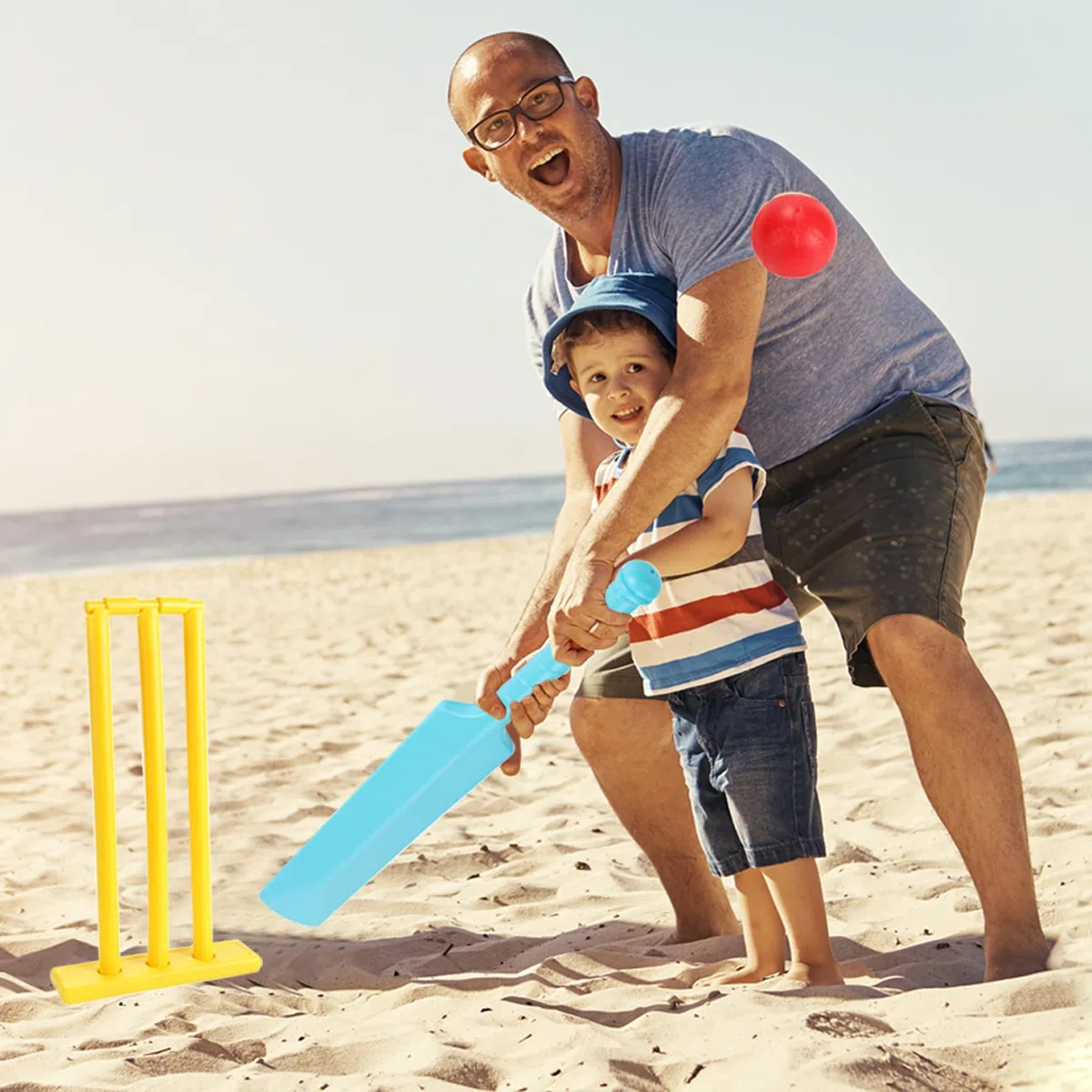 Juego de cricket para niños, juego de bate de plástico y pelota, juego de juegos de cricket infantil padre, juego de bate de cricket para niños Cultivo de coordinación mano-ojo de cultivo deportivo