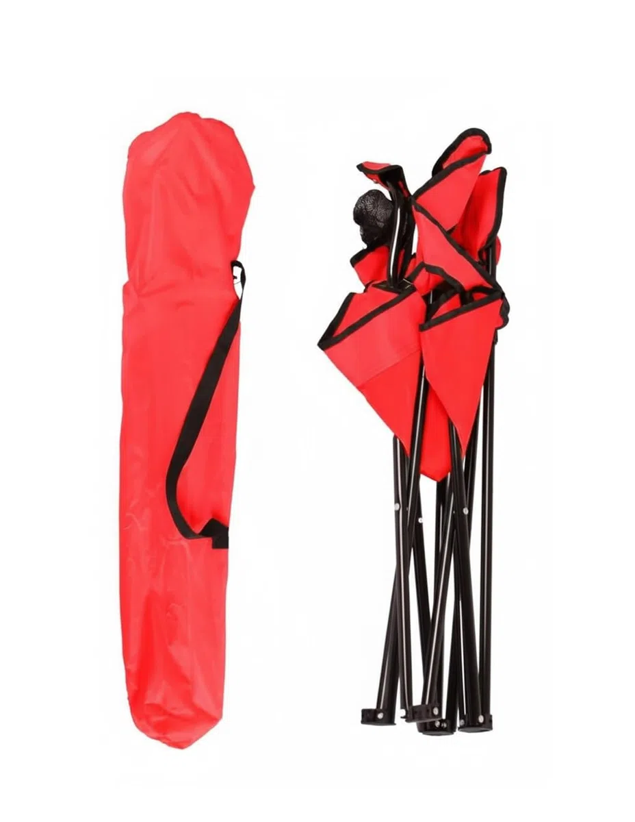 Jardin202 - Silla de Camping Plegable de Acero con Reposabrazos y Funda con Asas- 80x80x50 cm, Resistente al Agua - Ideal para Exterior | Pack 2 uds (Roja)