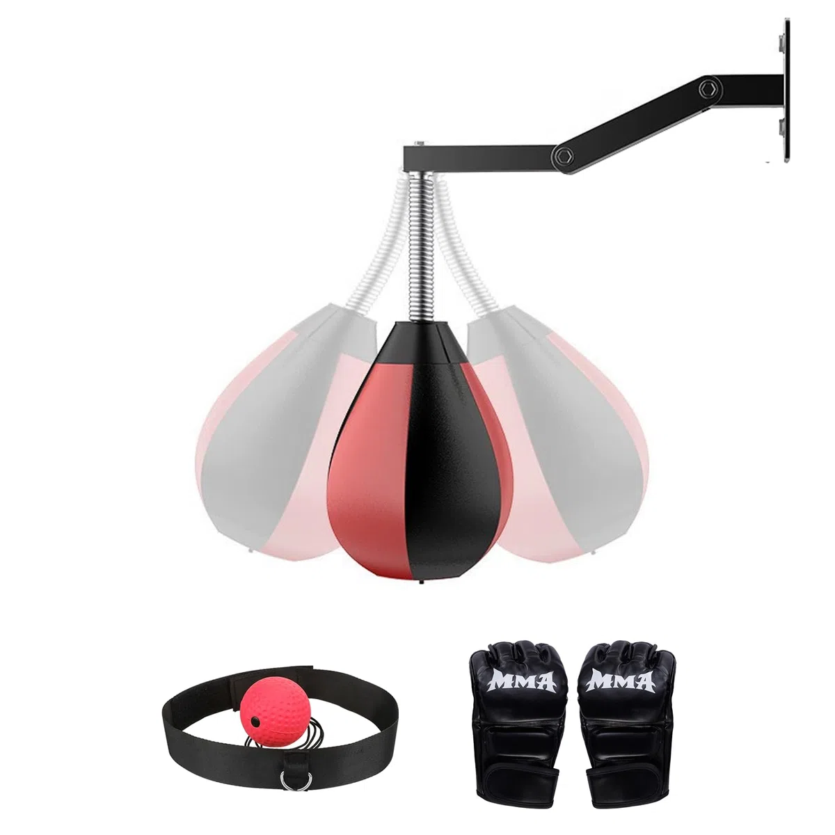 Joellfuner Speed Punchingball, Speed Ball Colgante con Soporte, Altura Ajustable y Plegable, Saco de Boxeo Colgante para Niños y Adultos, Pera de Boxeo para Entrenamiento en el Gimnasio, Hogar