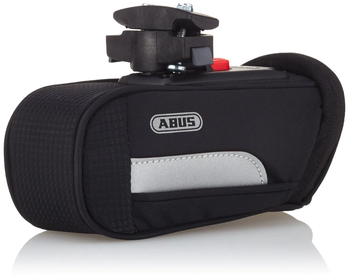 ABUS bolsa de sillín Oryde ST 2085 KF - Bolsa de bicicleta con cubierta para la lluvia - 145 mm x 75 mm - 0,7 litros de capacidad, negro