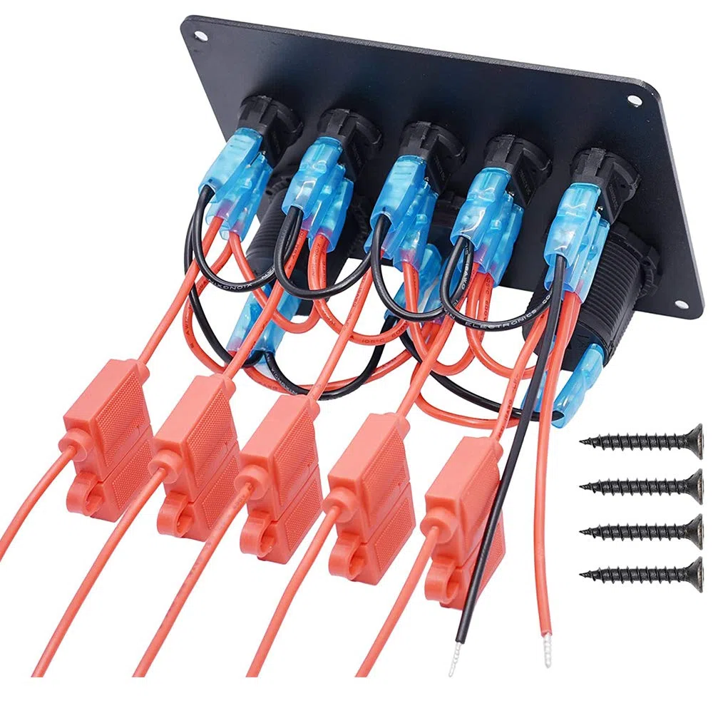 Thlevel Panel Enchufe Cargador Coche Panel del Encendedor | con Dual USB Carga y Encendedor de Cigarrillos Interruptor Basculante Voltímetro LED Digital para 12V 24V Barco Marina