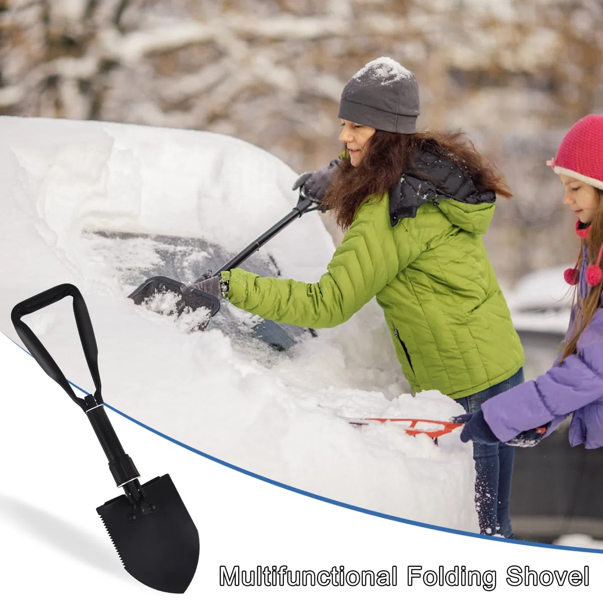 Pala Supervivencia Multifuncional, Resistente Pala Plegable de Acero al Carbono, Militar Accesorios Indispensable Se Puede Utilizar al Aire Libre (M)