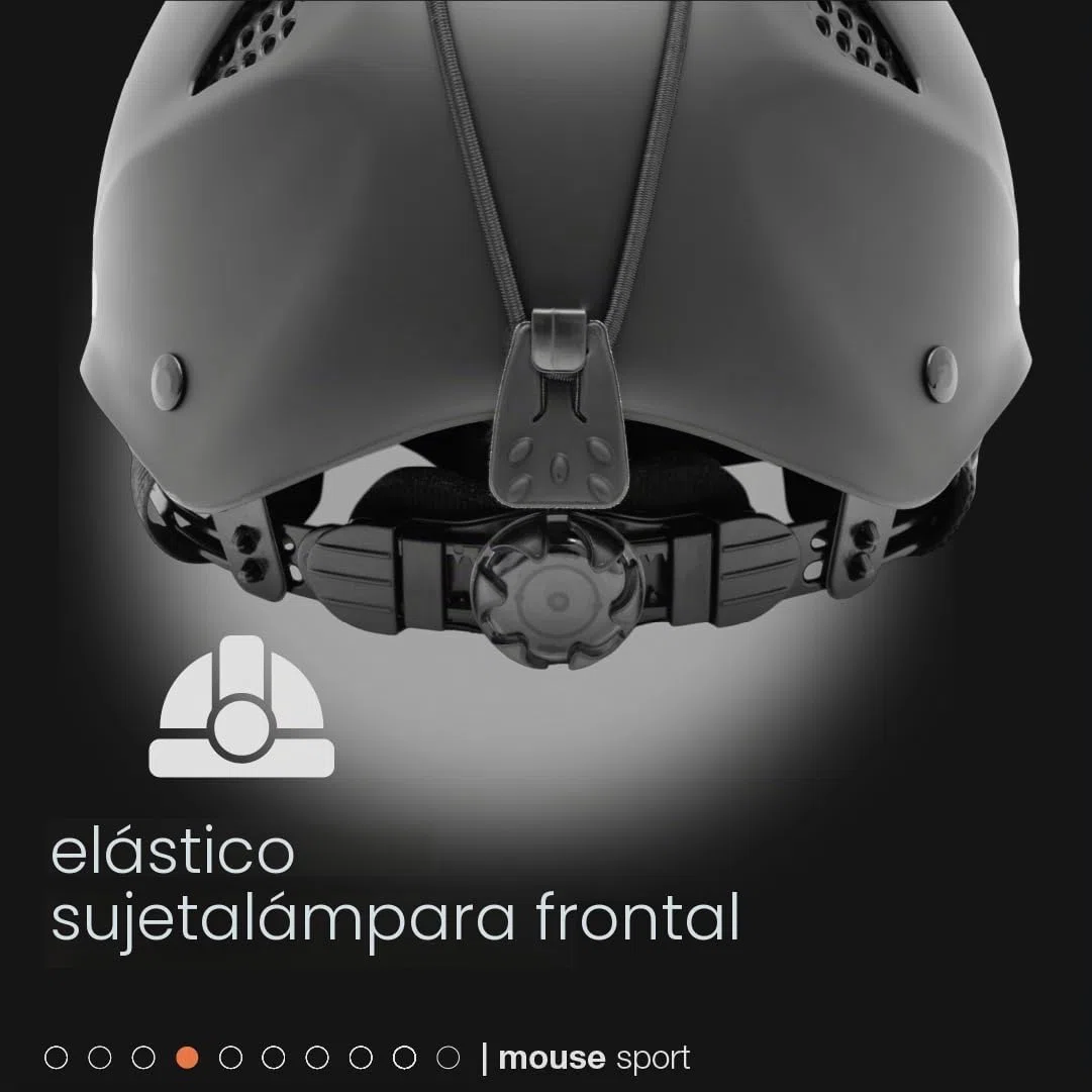 Kong. Mouse Sport - Casco de Escalada Compatible con Auriculares y Visera, Casco de Seguridad, CE EN 12492, 375 g, Talla única, Ajustable 52-64 cm, Color Negro Suave al Tacto