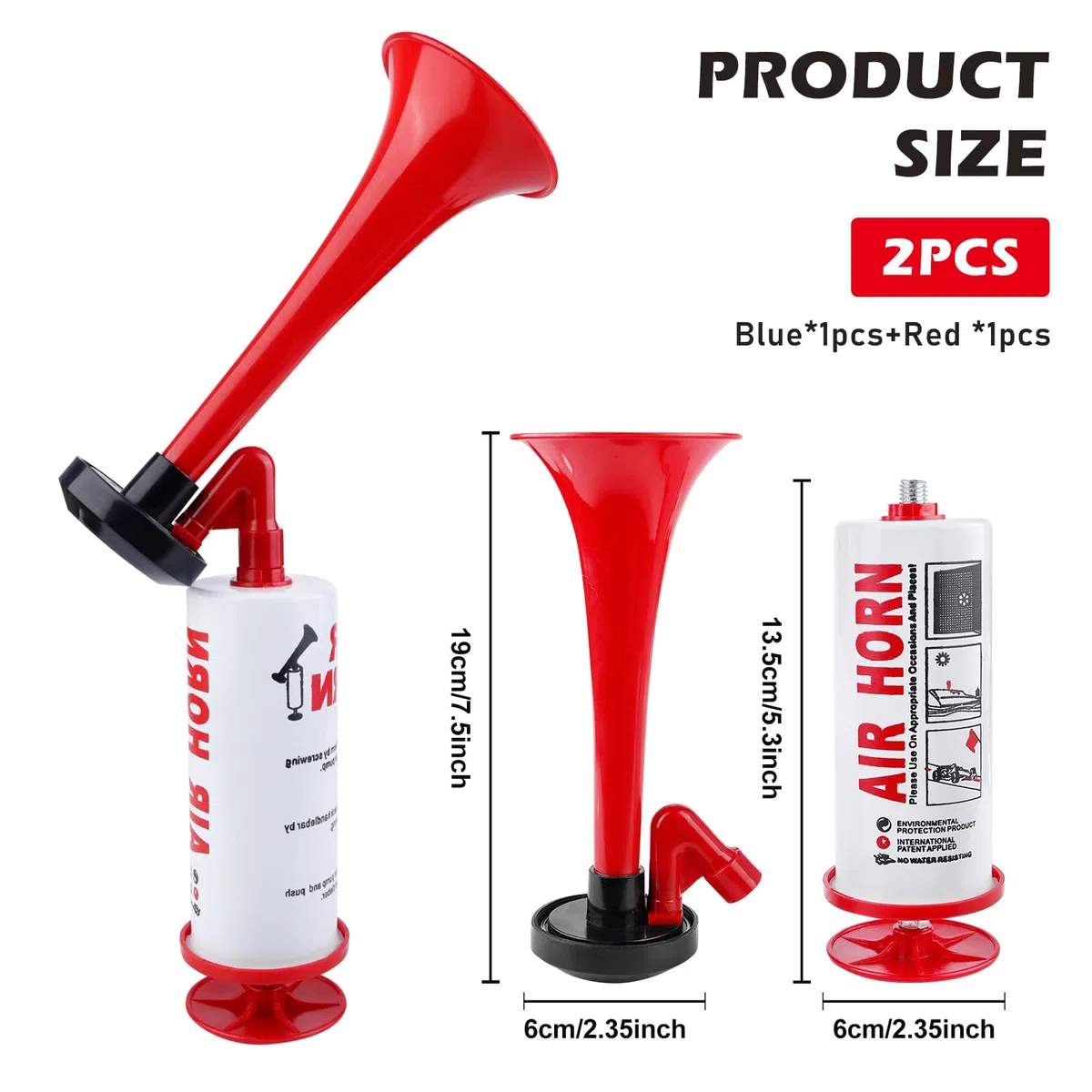 2 Pièces Bocina Aire Comprimido, Bocina de Aire Manual, Bocina de Aire para Fútbol, Balonmano, Bocina de Niebla, Árbitro
