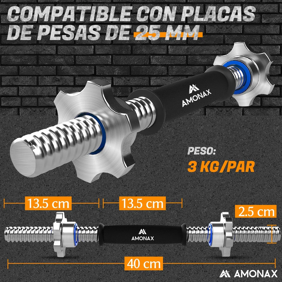 Amonax Pesas y Mancuernas Ajustables 15 20 30KG, Juego de Pesos Dumbbells Kit Hierro Fundido, Fitness Gimnasio en Casa Musculacion, Weights Set Mujer Halteres Barbell Hombres Ejercicios Deporte
