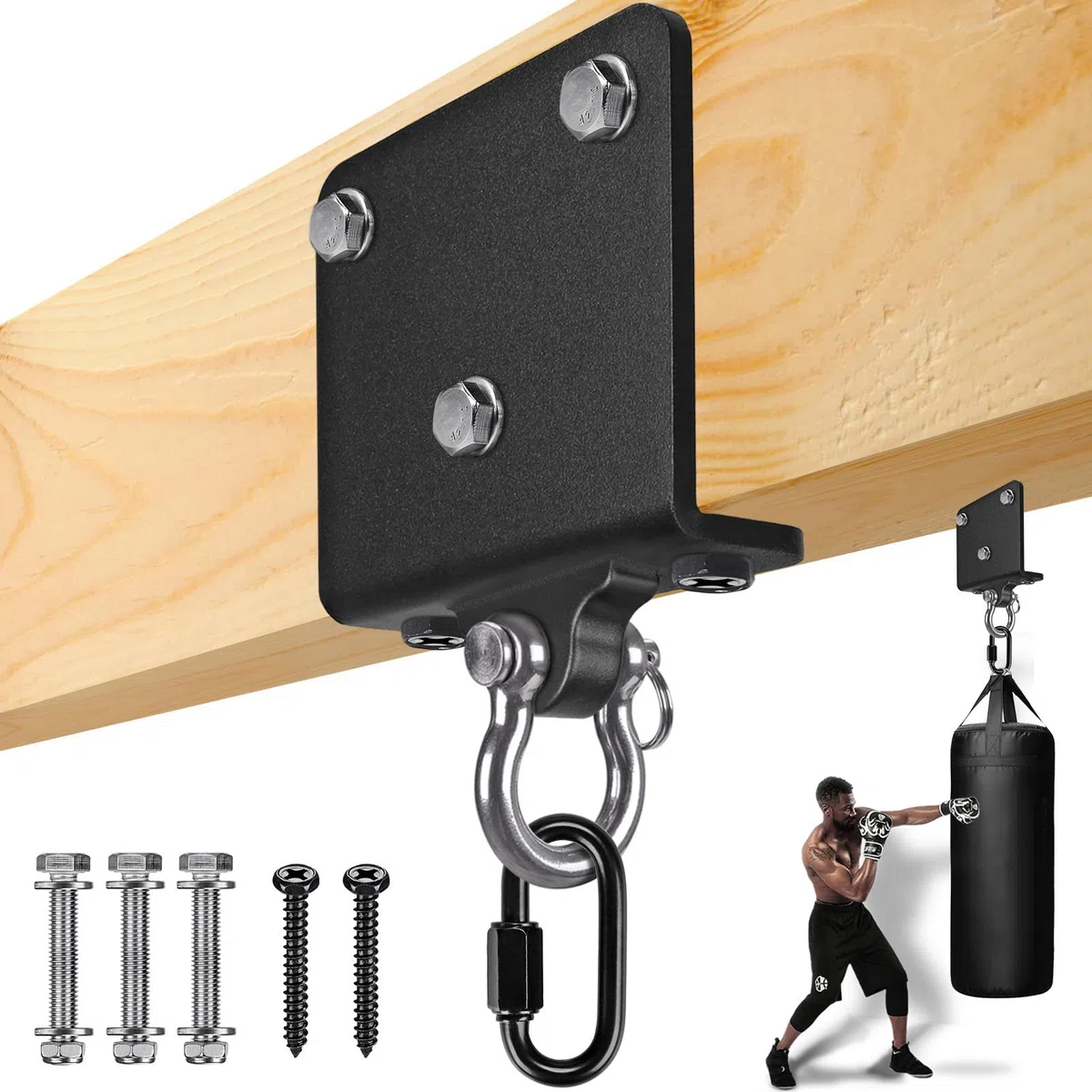 BeneLabel Soporte para Saco de Boxeo, Soporte para Viga, Gancho para Colgar Saco Pesado, Hardware para Ejercicios de Velocidad, Entrenamiento de Muay Thai, Hamaca Oscilante, 1000 Libras