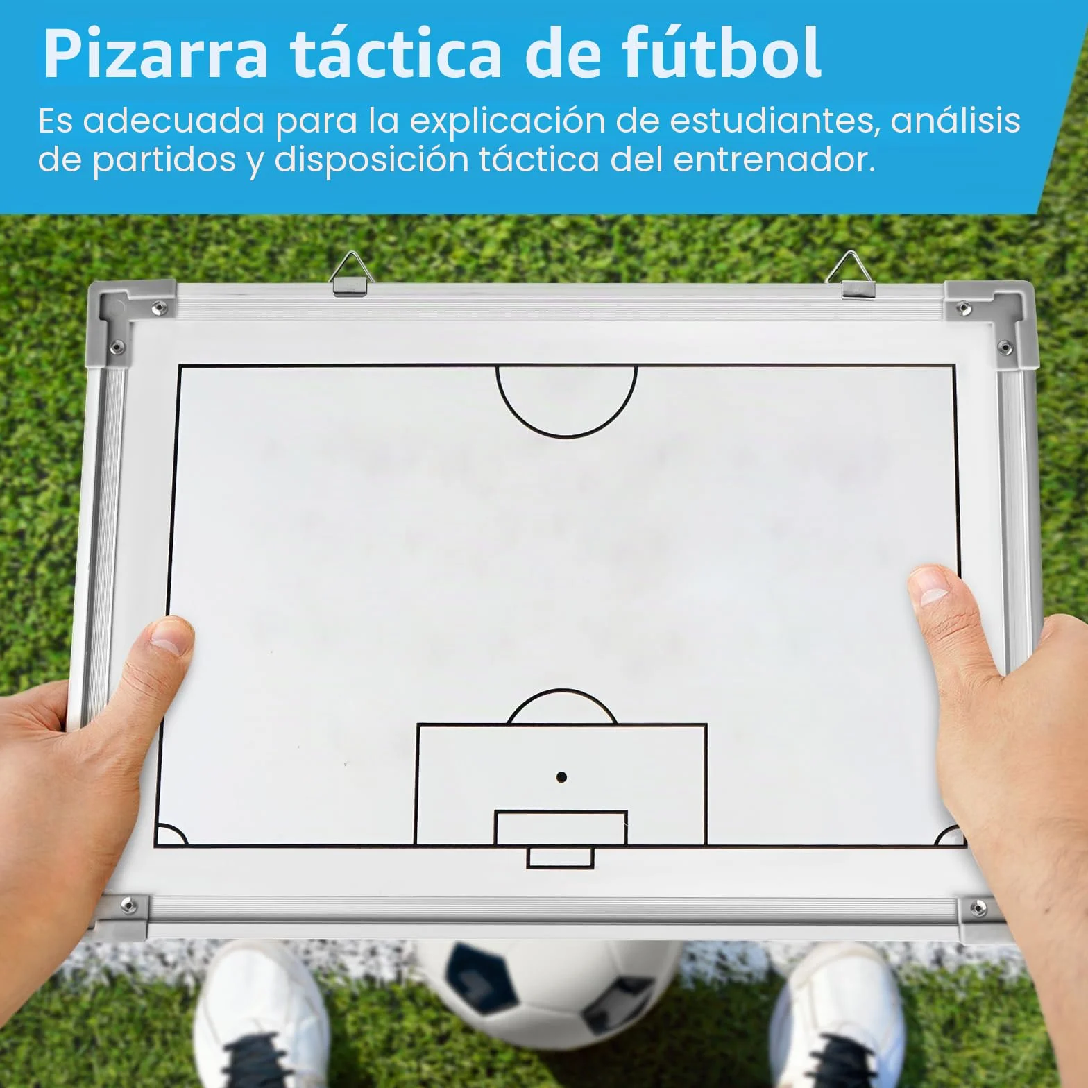Joyeee Portapapeles de fútbol de doble cara impermeable para entrenadores de fútbol de doble cara, diseño de corte completo y media cancha de fútbol sala de fútbol con borrado en seco, 43 x 30 cm