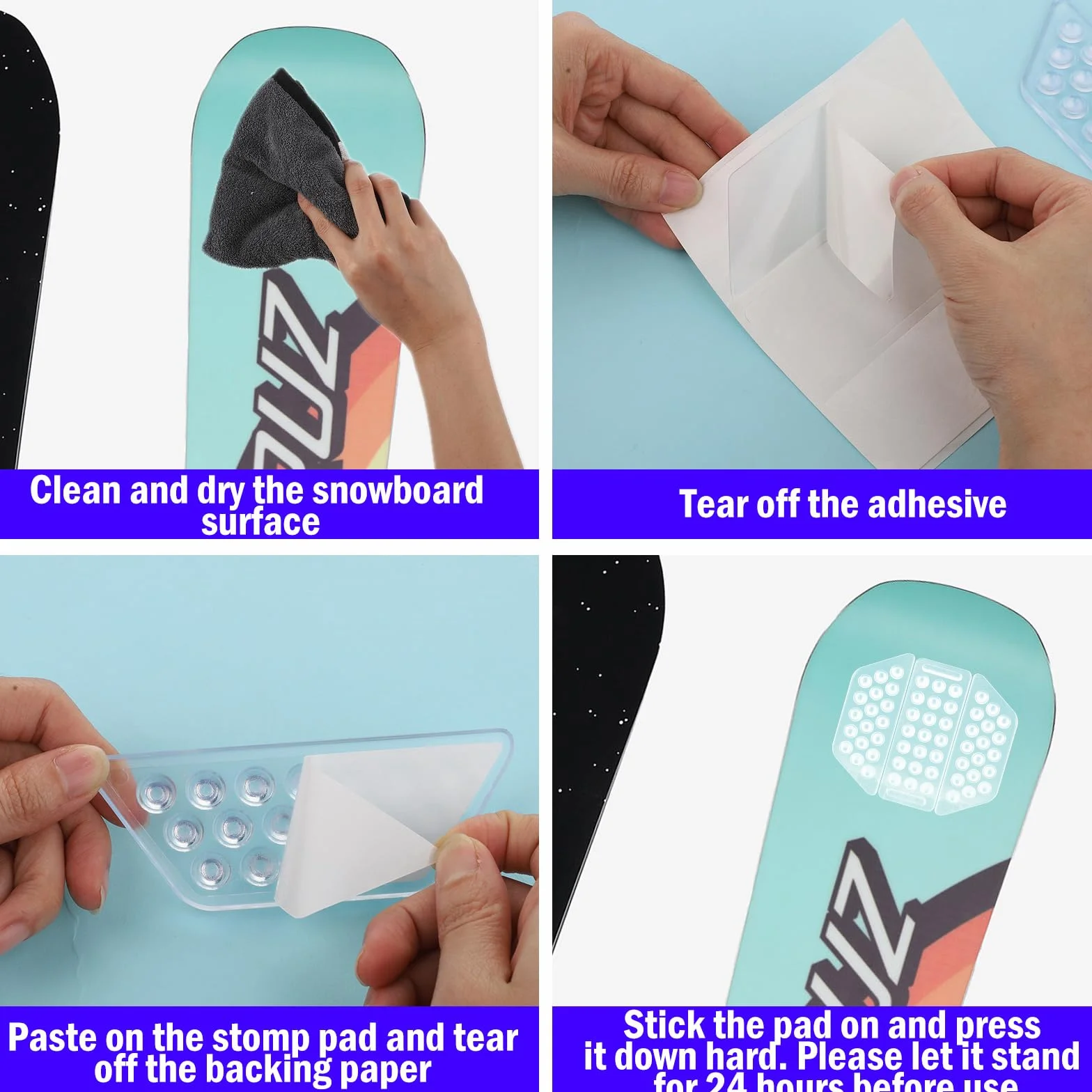 LUTER 6 Piezas Almohadillas para Stomp de Snowboard, Almohadilla para Pies Antideslizante Autoadhesiva Almohadilla para Stomp con Púas Proporciona Agarre Adicional para Snowboard Hombres Mujeres