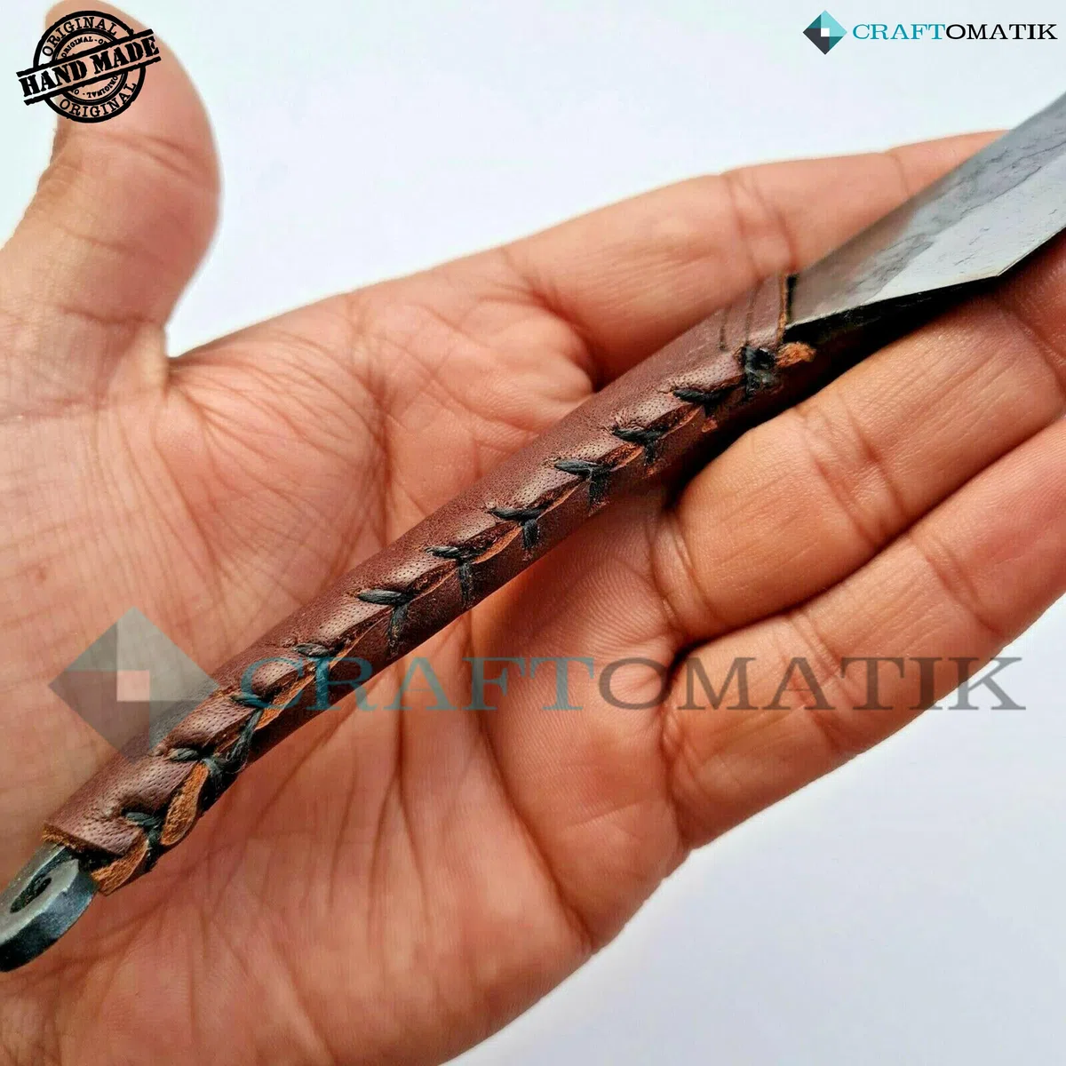 Cuchillo medieval | Cuchillo vikingo hecho a mano | Cuchillo celta para jardín y camping con funda de piel | LARP | HFK24