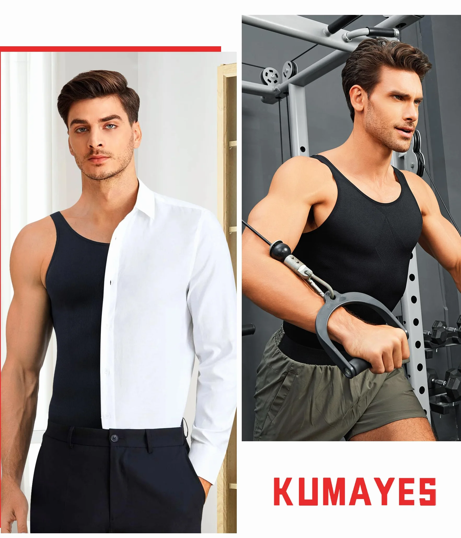 KUMAYES Faja Camiseta Reductora Compresión Hombre Faja Chaleco Hombre Camiseta Reductora Hombre Alta Elasticidad