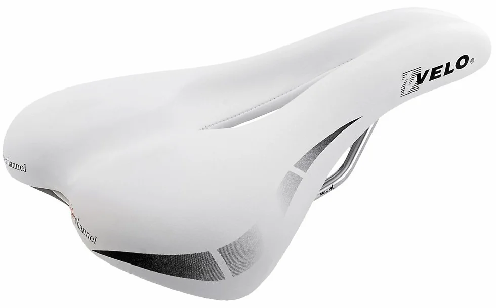 Velo Wide:Channel Touringsattel, Fahrradsattel, O-Zone Full Cut, Wide Channel, ARC-Tech Gefederter Stützpunkt, D2 Konstruktion/Einlage, 250x168mm Sillín para Bicicleta, Mujer