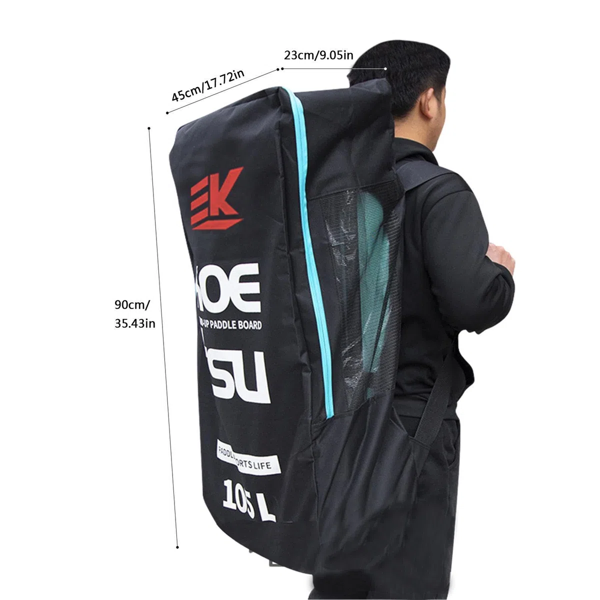 Mochila para Paddleboards,Tabla De Pádel Inflable | TablaStand Up Paddle con Capacidad 105L |, para Pádel Y Kayak Populares, Negro, Se référer au descriptif