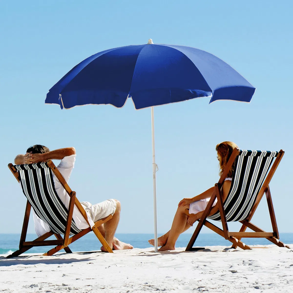 BESCH Sombrilla de Playa 140-200cm Antiviento Impermeable Protección Solar Octagonal - Sombrilla Parasol para Terraza, Playa, Patios, Jardines