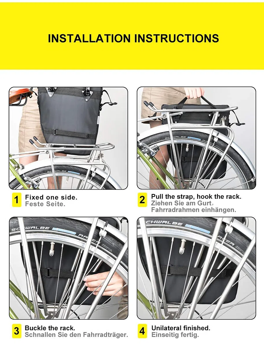 Rhinowalk Bolsa de bicicleta para bicicleta, para portabicicletas de carga, bolsa de hombro, bolsa para portátil, accesorios de ciclismo profesionales 3 en 1